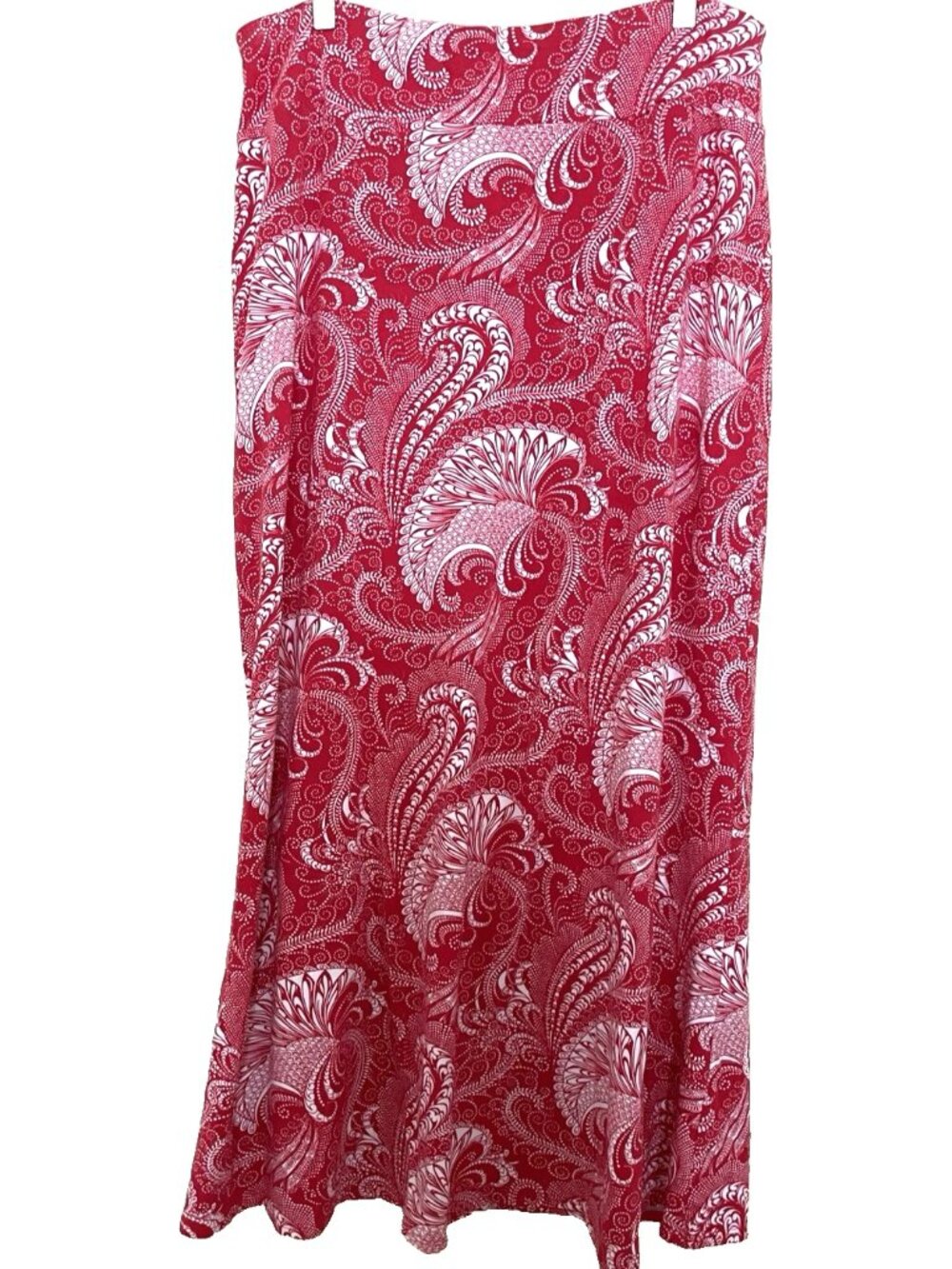 Talbots Red Paisley A-line Maxi Skirt Medium Pull On Elastic Waist - Picture 2 of 6